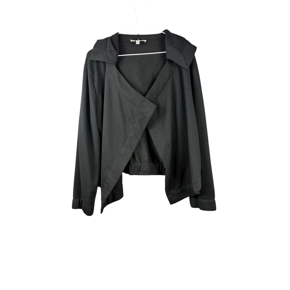 Grey & Gray Black Open Front Hooded Cardigan Jacket Knit Shawl Collar XL TG‎
